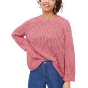 J Crew Pink 100% Linen Relaxed Fit Crew Neck Pullover Sweater Size M